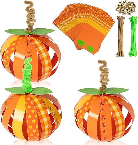 BeYumi 30 piezas de tira de papel de Acción de Gracias, kit de manualidades de calabaza de gratitud de otoño, manualidades religiosas, decoración