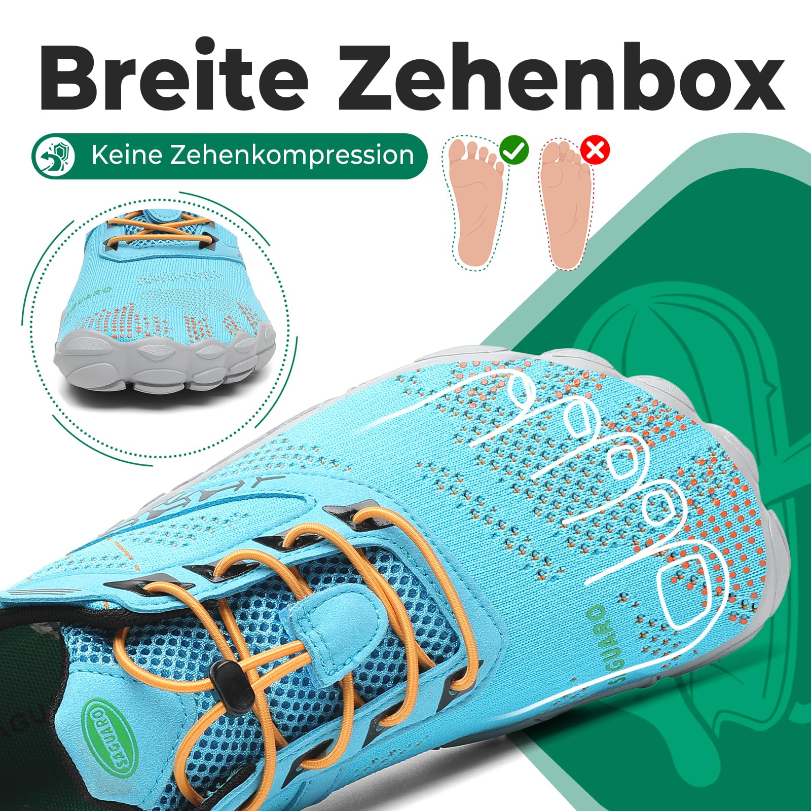 SAGUARO Knit Barfußschuhe rutschfest Barfuss Schuhe Damen Herren Mit Zero-Drop Solhe Gr.36-48