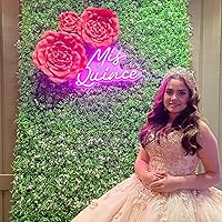 Vista 2 de Letreros de neón de membrillo Mis para decoración de pared, 18.9 pulgadas, letreros de neón para pared de dormitorio con interruptor regulable