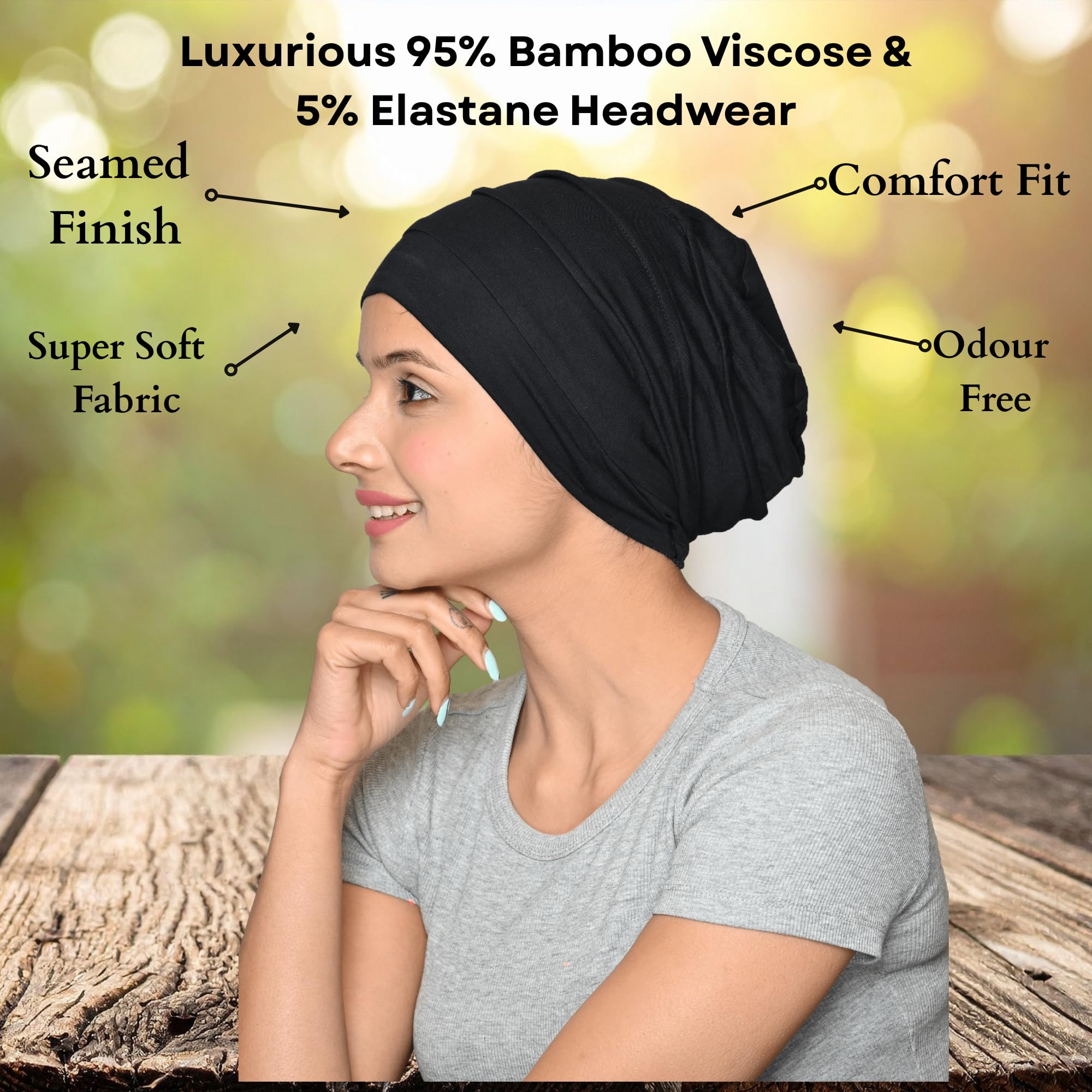 chemio Morbido Slouchy Slouchy Berretto di bambù per Le Donne, Turbante per la Caduta dei Capelli