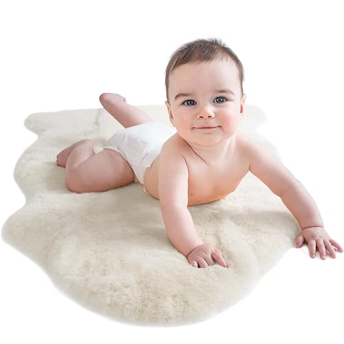Woolino Sheepskin Fluffy Rug, Merino Lambskin - Ivory