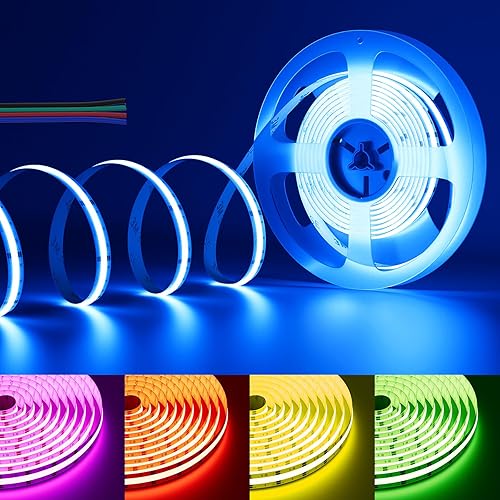 Vista 14 de PAUTIX Tira de luz LED COB RGB de 5 V USB de 4.92 pies/4.9 ft que cambia de color, retroiluminación de TV, multicolor, flexible, para debajo