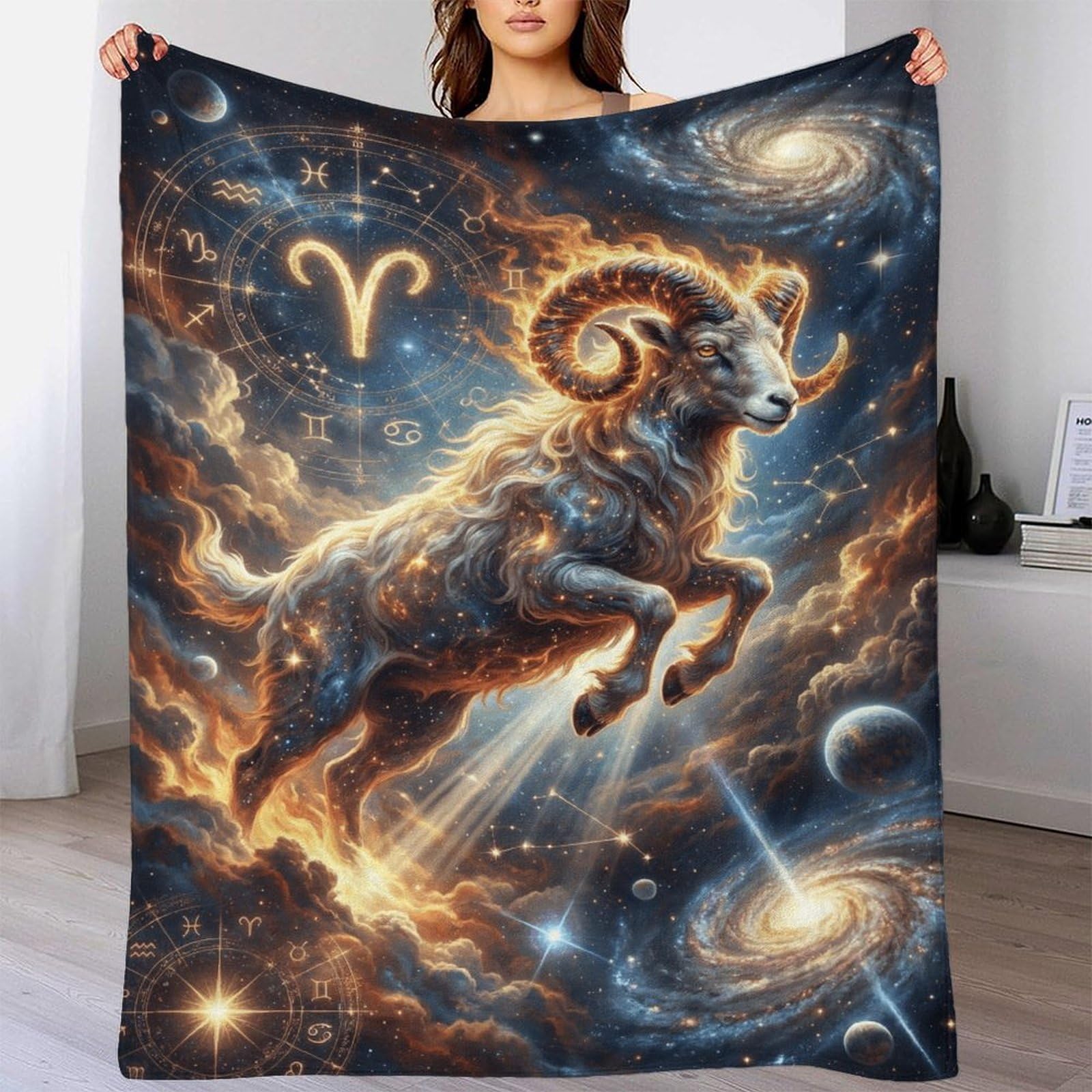 W7C8U2X3 Aries Zodiac for for Warm Throw Blanket, Bedroom Sofa Couch