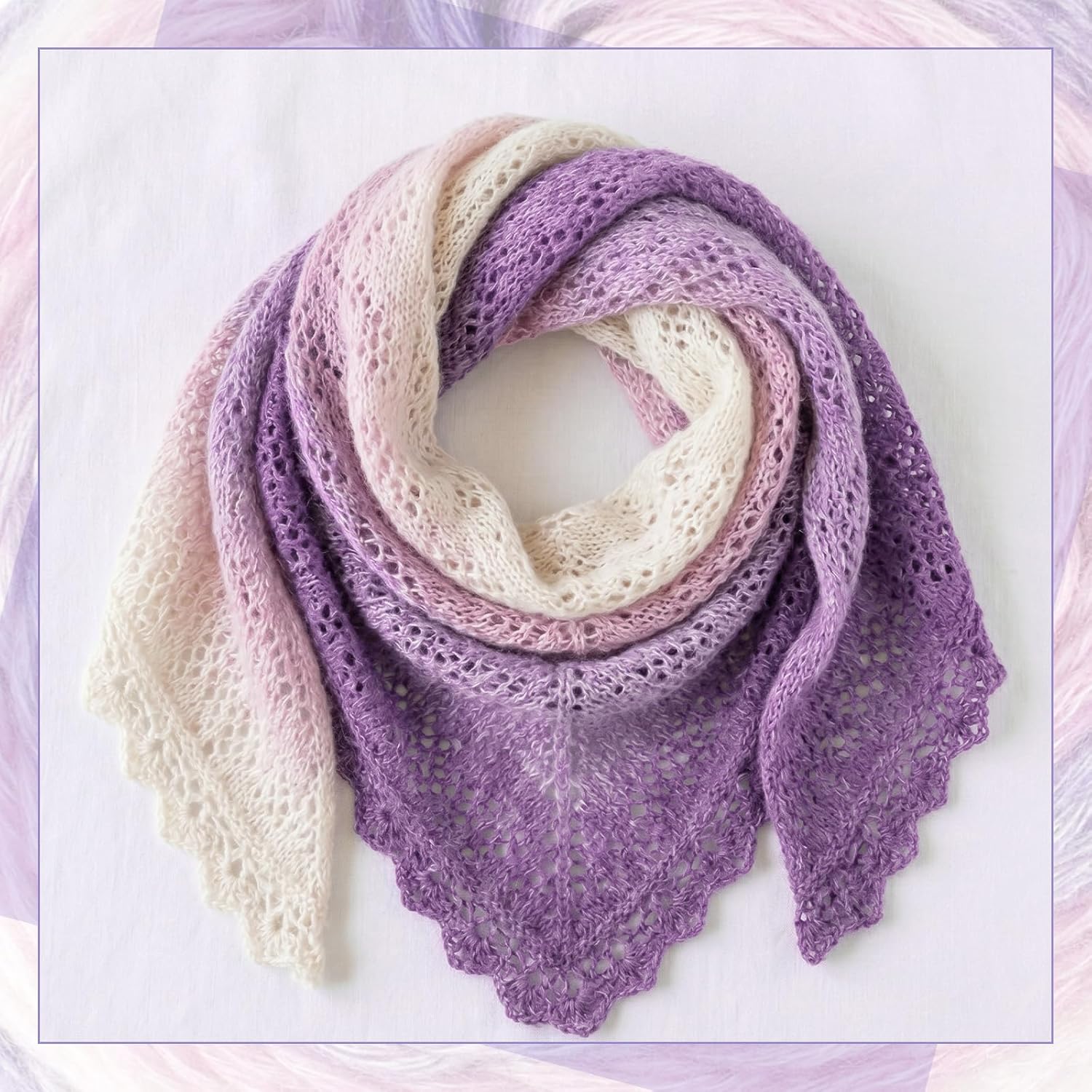 WSICSE Purple Cake Yarn for Crocheting, 4 Skeins Gradient Yarn 100g/3.52 oz 245m (267 Yards) #3 Light Weight - 60% Cotton 30% Acrylic 10% Wool - Soft Cotton Yarn for Blankets, Scarves, Shawls
