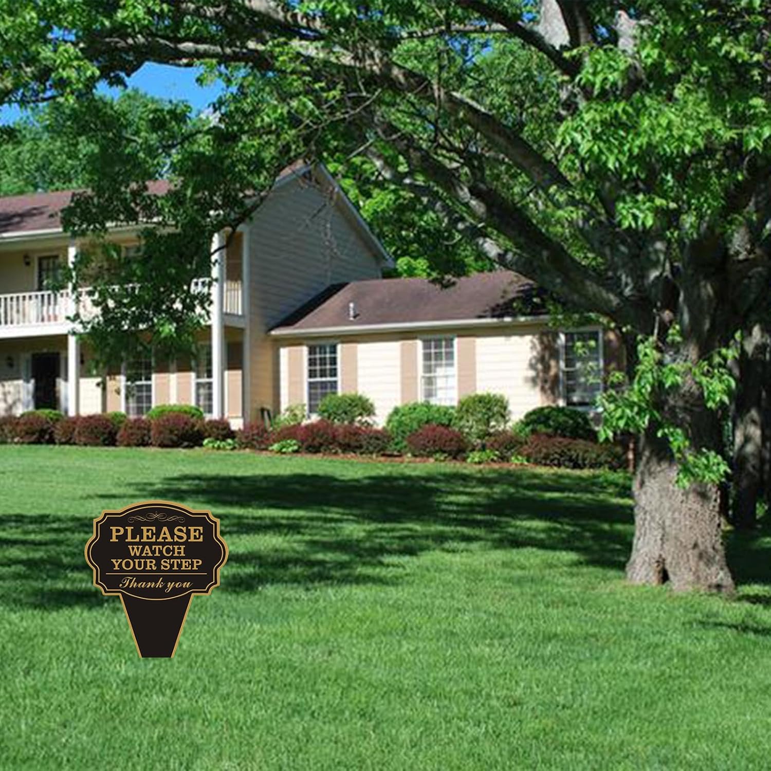 Double Sided Yard Sign, 2PACK-10"x14" Caution Watch Your Step Garden with Stake, Rust-Free Metal Please Watch Your Step Sign Outdoor, UV Printed Safety Sign for Walkway or Lawn (WATCH YOUR STEP-2PACK)