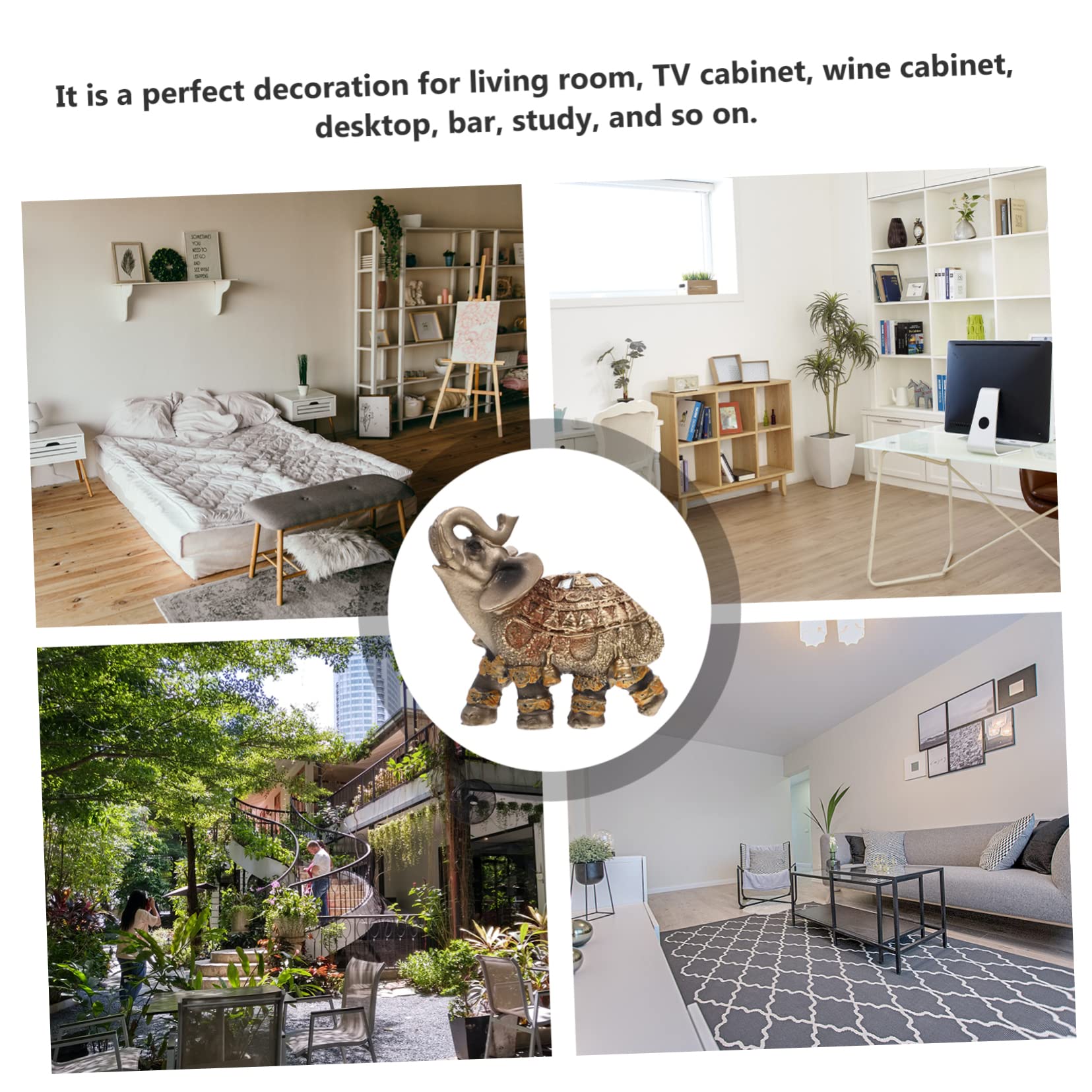 Amosfun 3 Pz ornamenti di elefanti piccola statua di elefante giocattolo modello elefante boho arredamento gadget casa modello di da tavolo decoro in resina Golden