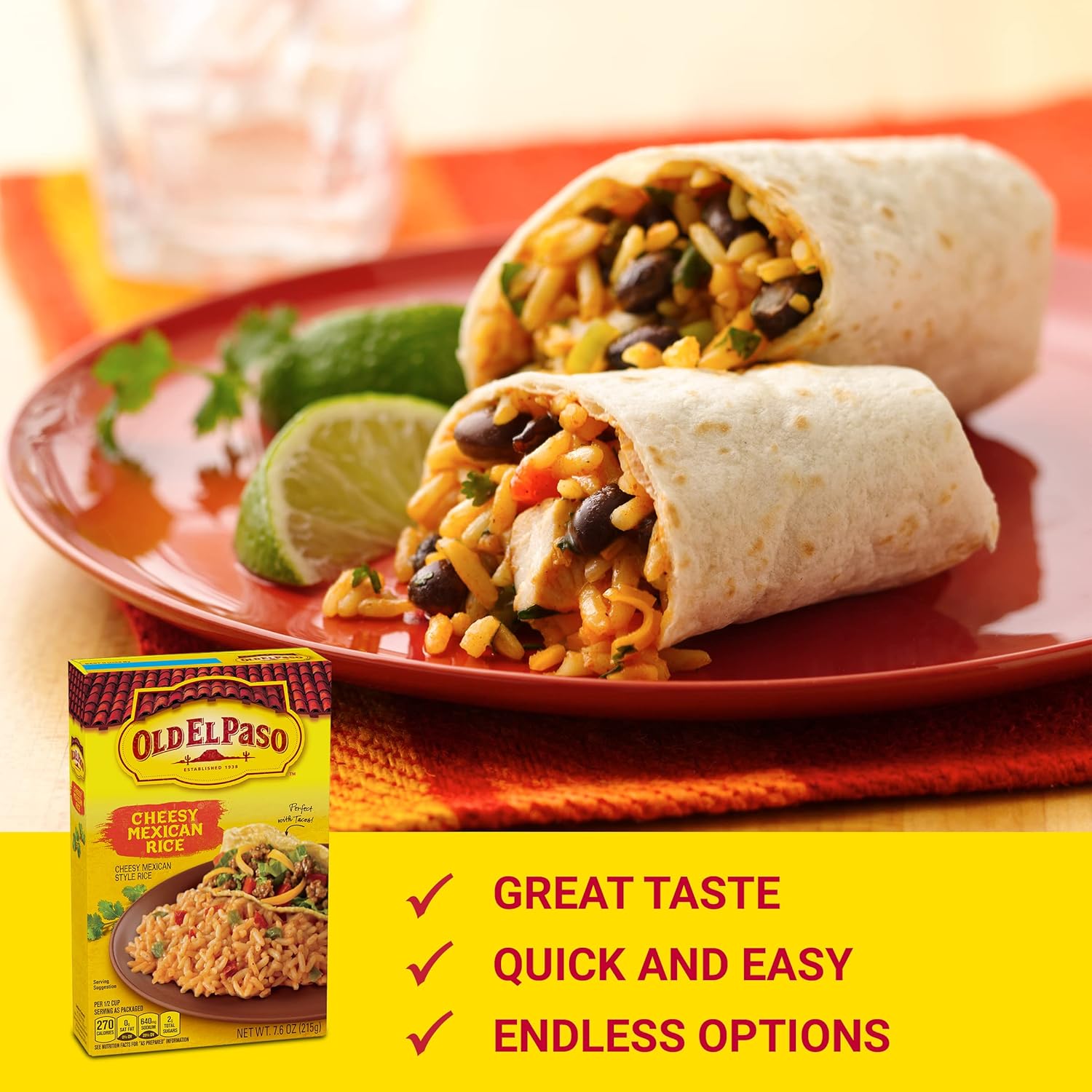 Old El Paso Cheesy Mexican Rice Mix, Side Dish, 7.6 oz (Pack of 12)