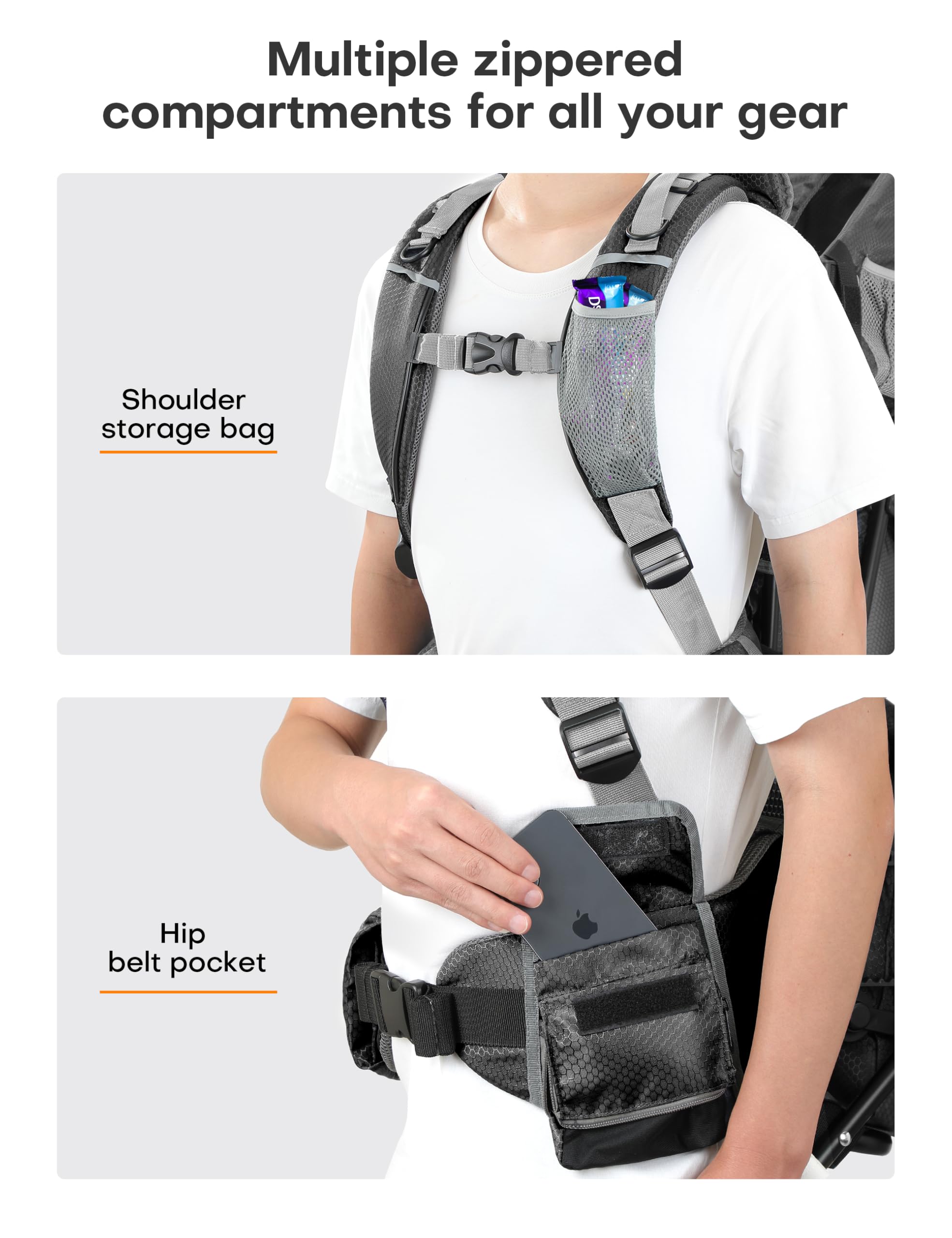 besrey Mochila portabebés, portabebés ergonómico, mochila de senderismo segura para niños pequeños con gran espacio de almacenamiento, asiento acolchado ajustable para niños | Mochila para bebé resistente al agua, gran espacio de almacenamiento, parasol y