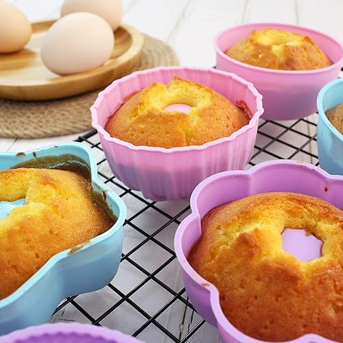 Miniatura 5 de To encounter Paquete de 24 moldes de silicona, antiadherentes de 3 34 pulgadas, molde de silicona para donas de tamaño completo, tazas de silicona