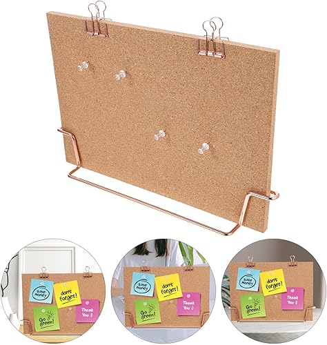 Miniatura 9 de Soporte de escritorio, 1 juego de tablero de corcho, tablero de corcho de escritorio con soporte rectangular, tablero de mensajes de notas de doble