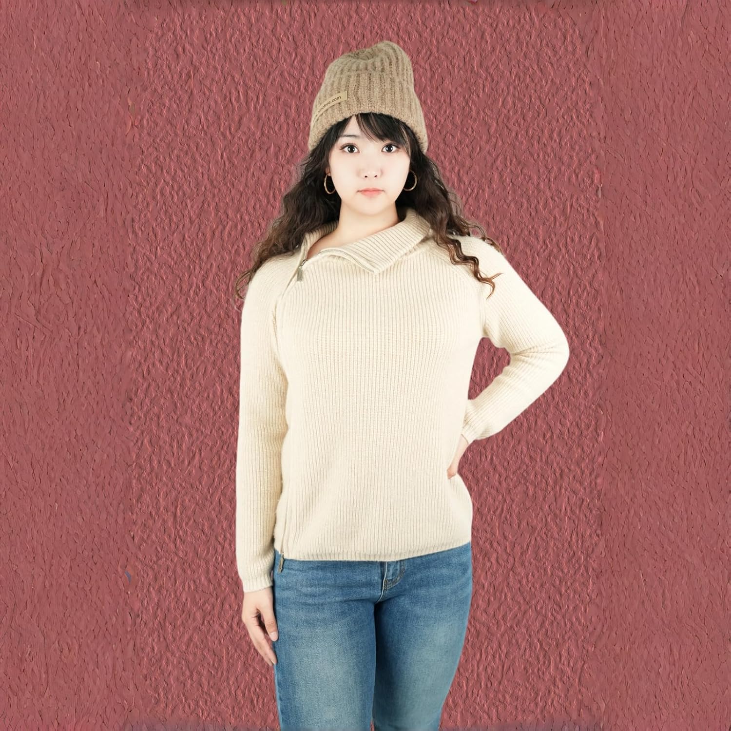 Swgsdh&Hyls Women's Convertible High Neck Sweater with Side Zip|Wool&Cashmere|Casual&Chic from Office to Weekend - Image 2