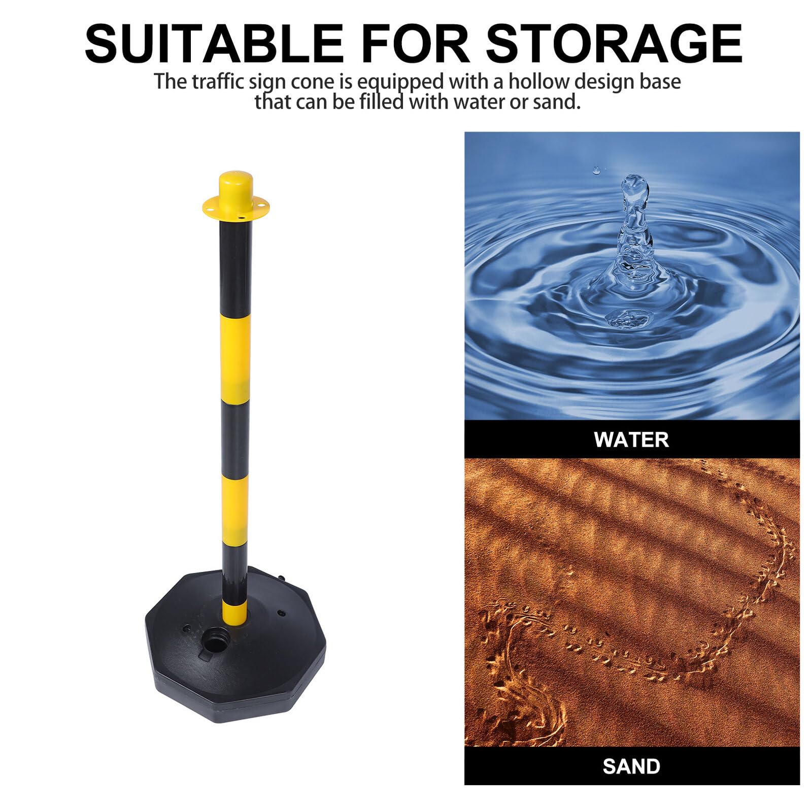 Colonna Plastica 2 Riempibile Avvertimento Pezzi di per Parcheggio | Base Cava, Altezza Regolabile, Struttura Smontabile, Effetto Segnalazione, per Garage