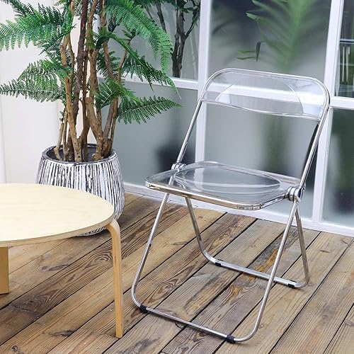 Miniatura 3 de Sillas plegables de acrílico transparente, sillas de acrílico moderno transparente, peso de carga de 200 libras, asiento de sala de estar de