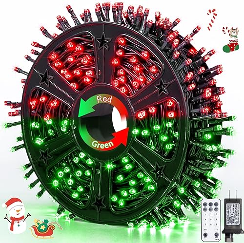JMEXSUSS Tira de luces LED de Navidad de 173 pies para exteriores, luces rojas y verdes de Navidad con control remoto, luces de árbol de Navidad que