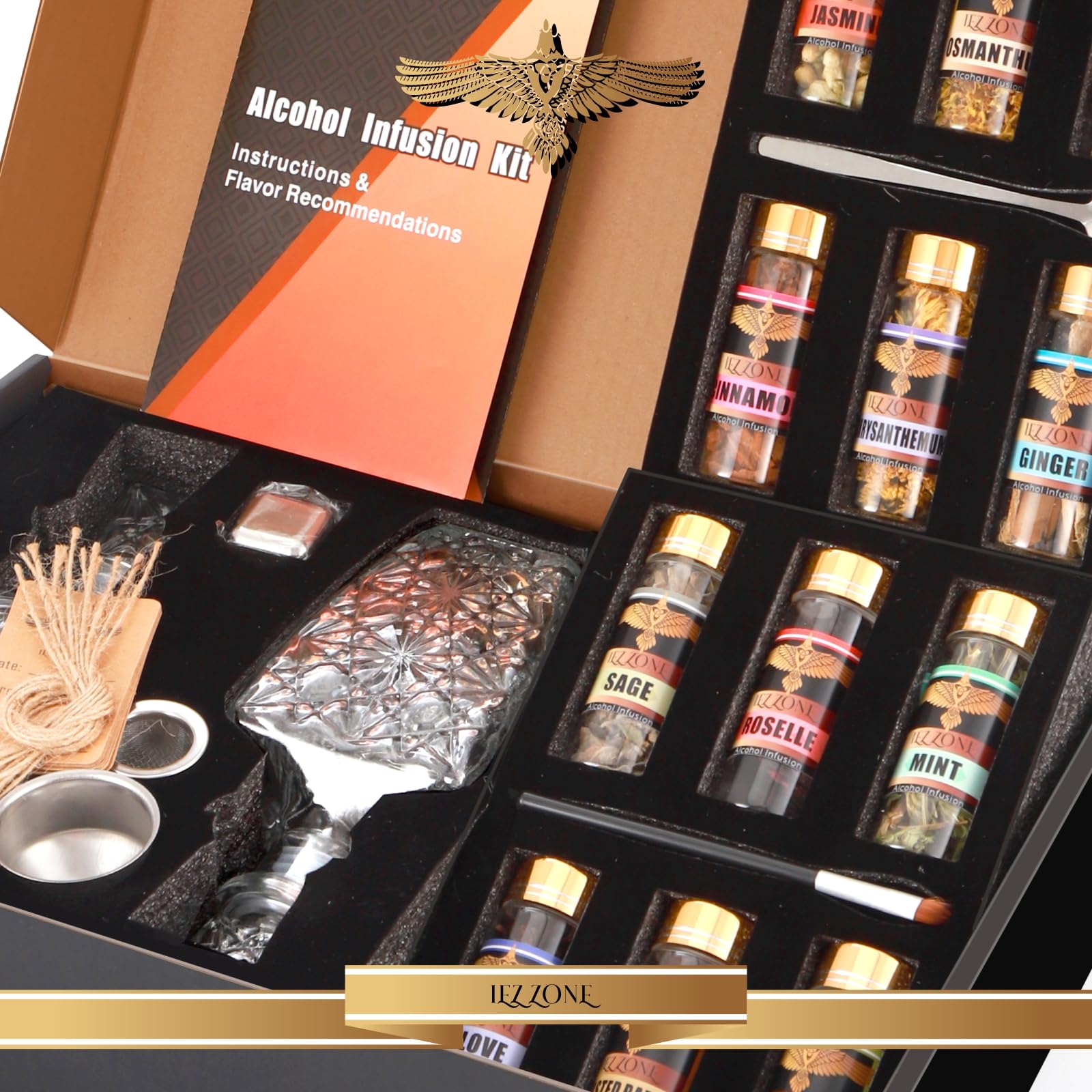 Alcohol Infusion Kit for Infusing Whiskey, Gin, Rum, Tequila, Vodka, Make Your Own Flavored Spirits with Natural Ingredients - Whisky Gift for Father's Day,Primium Anniversary|Valentine's Day|Birthday Gift for Men, Husband
