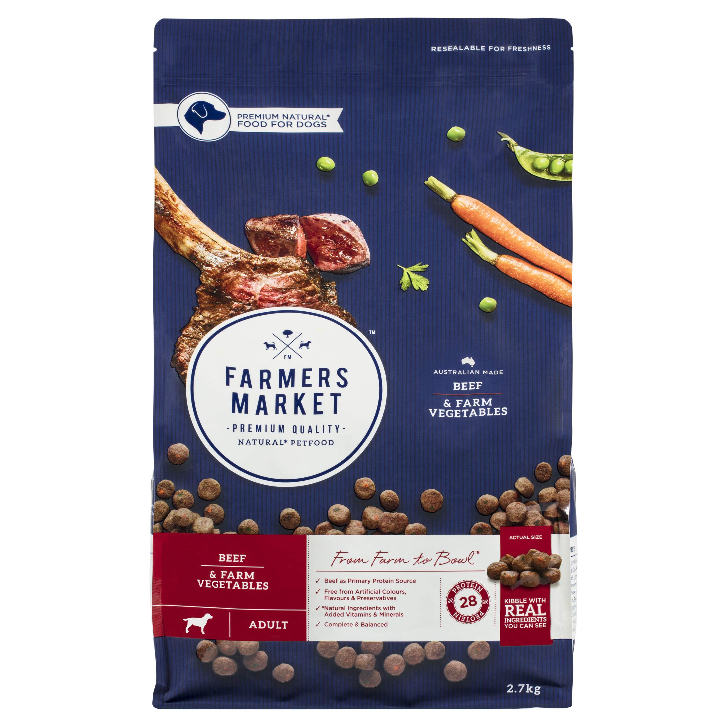 Farmer's Market Beef and Farm Vegetables Adult Dry Dog Food 2.7kg