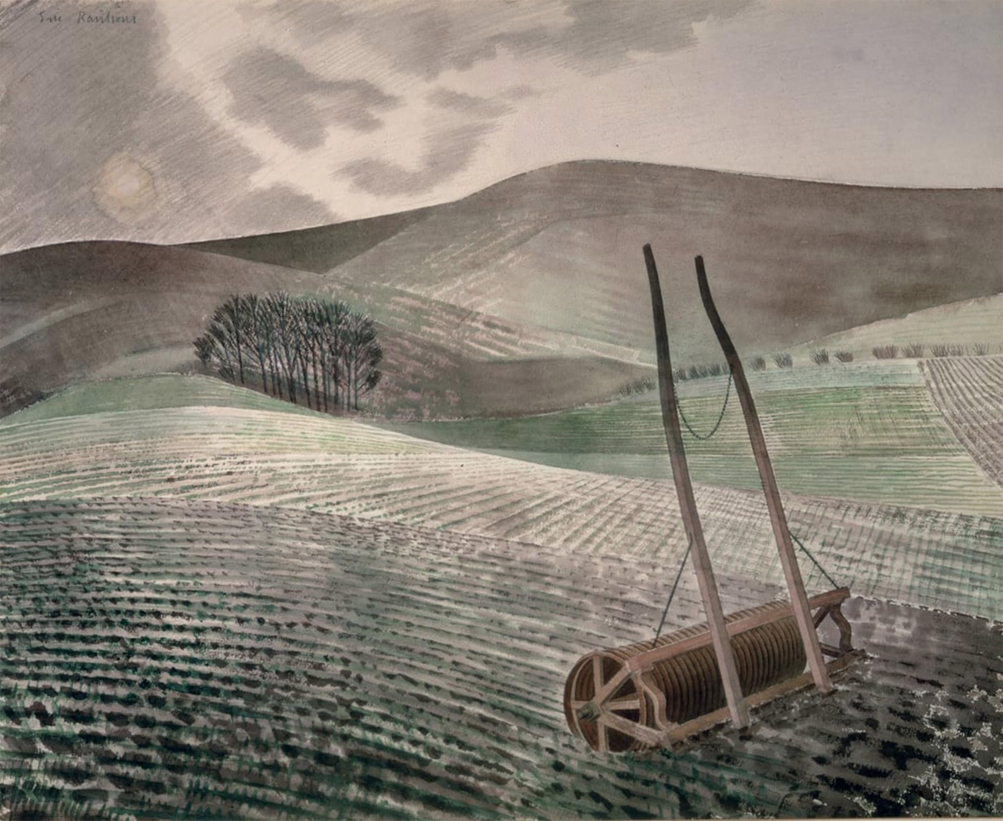 ARTXLXXBN Famous Print Painting Colorful Art Print Downs in Winter by Eric Ravilious Canvas Art Decorations for Home Decor 60x90cm