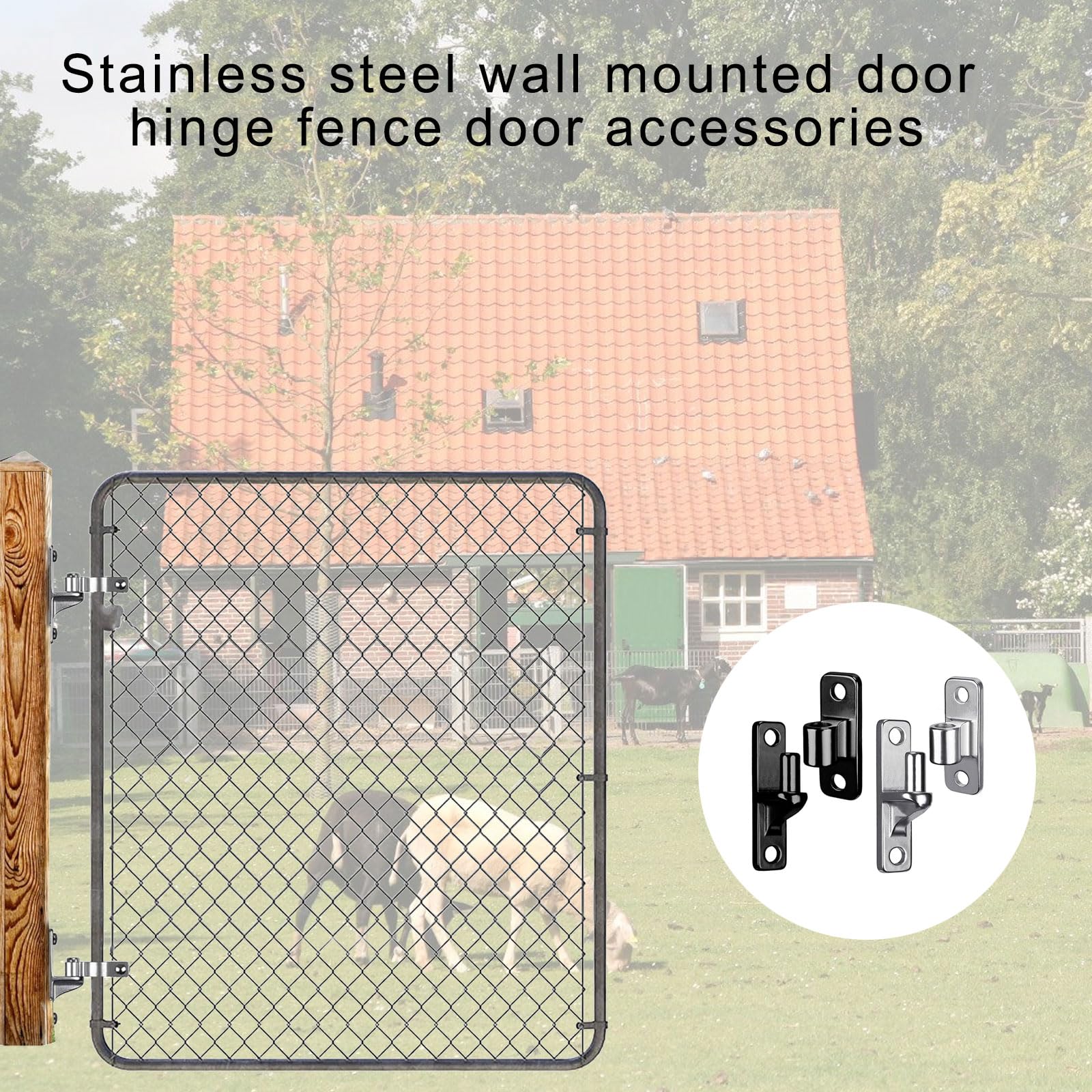 Bisagras de puerta de montaje en pared, acero resistente, superficies planas, instalación rápida para granja y valla de madera