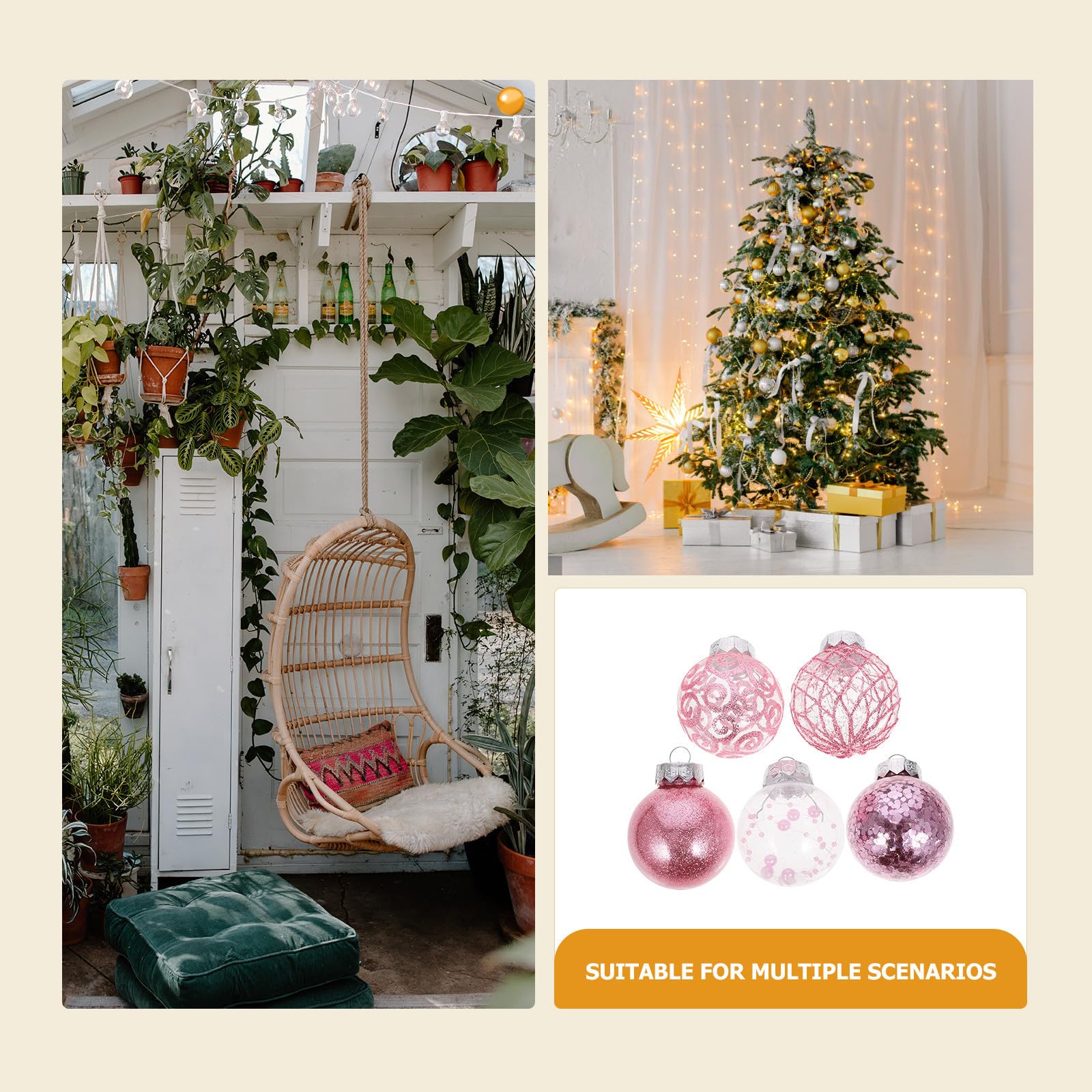FRCOLOR 60 Pezzi Palline di Natale per Albero, Decorazioni Sospese in
