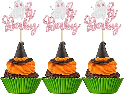 Miniatura 131 de Gyufise 24 adornos para cupcakes con purpurina espeluznante y espeluznante para cupcakes, decoración para Halloween, baby shower, niños, niñas