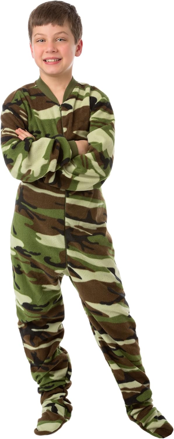 Big Feet Pjs Big Boys Kids Camo Fleece Onesie Footed Pajamas