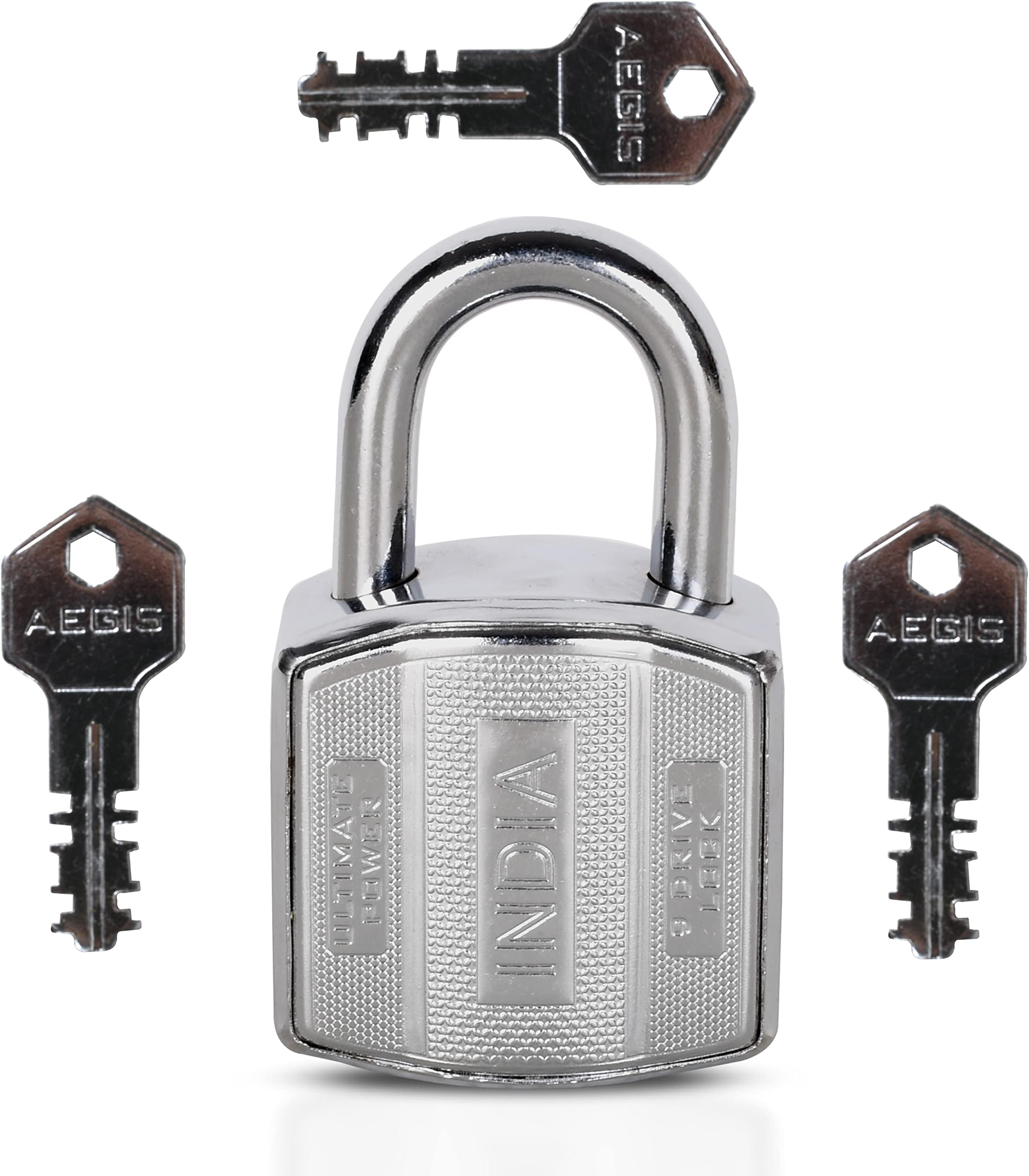 ROUND METAL Metal Stainless Steel Aegis 9 Drive Lock (67mm) I Ultimate Power Double Locking I Security Lock & Key Imported Lock I Unbreakable Shackle