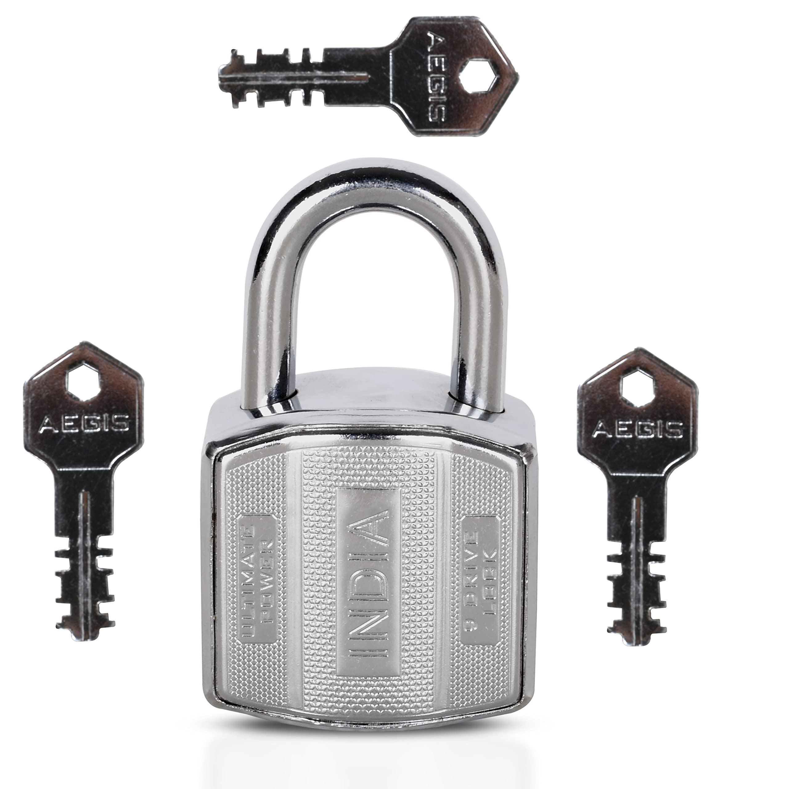 ROUND METAL Metal Stainless Steel Aegis 9 Drive Lock (67mm) I Ultimate Power Double Locking I Security Lock & Key Imported Lock I Unbreakable Shackle