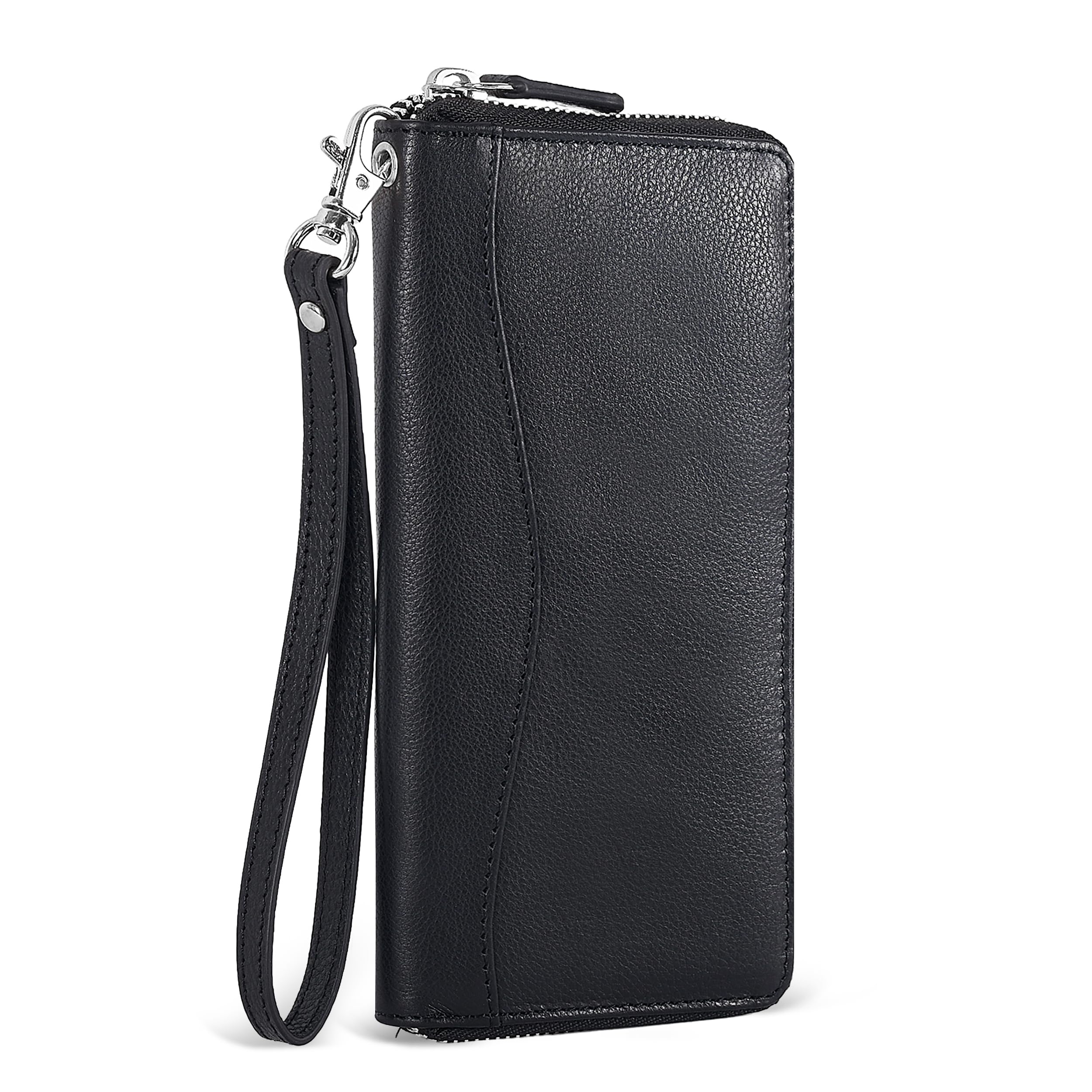 Oak Leathers Leather Wallet for Women - RFID Womens Wallet Clutch with 8 Credit Card Holder, Coin Pocket, Gift for Women’s, Ladies Purse, Black1, S, Modern