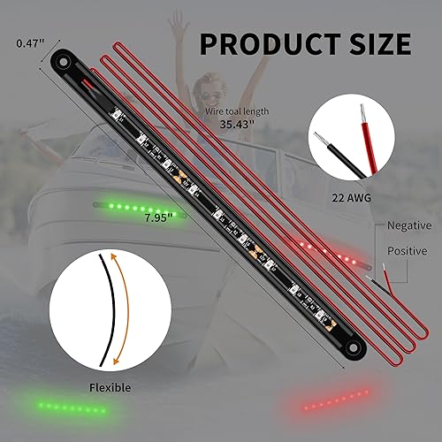Miniatura 2 de Luces de navegación para barcos, iluminación de navegación para lanchas LED, iluminación marina para pesca nocturna, luces de arco rojo y verde,