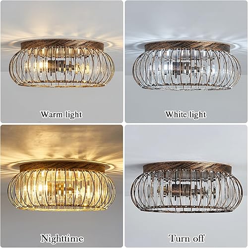 Miniatura 4 de Modern Celing Light Crystal Oil Rubbed Bronze Flush Mount Fixture 3 Light Ceiling Chandelier for Hallway Bedroom Bathroom Foyer Living Room Dining