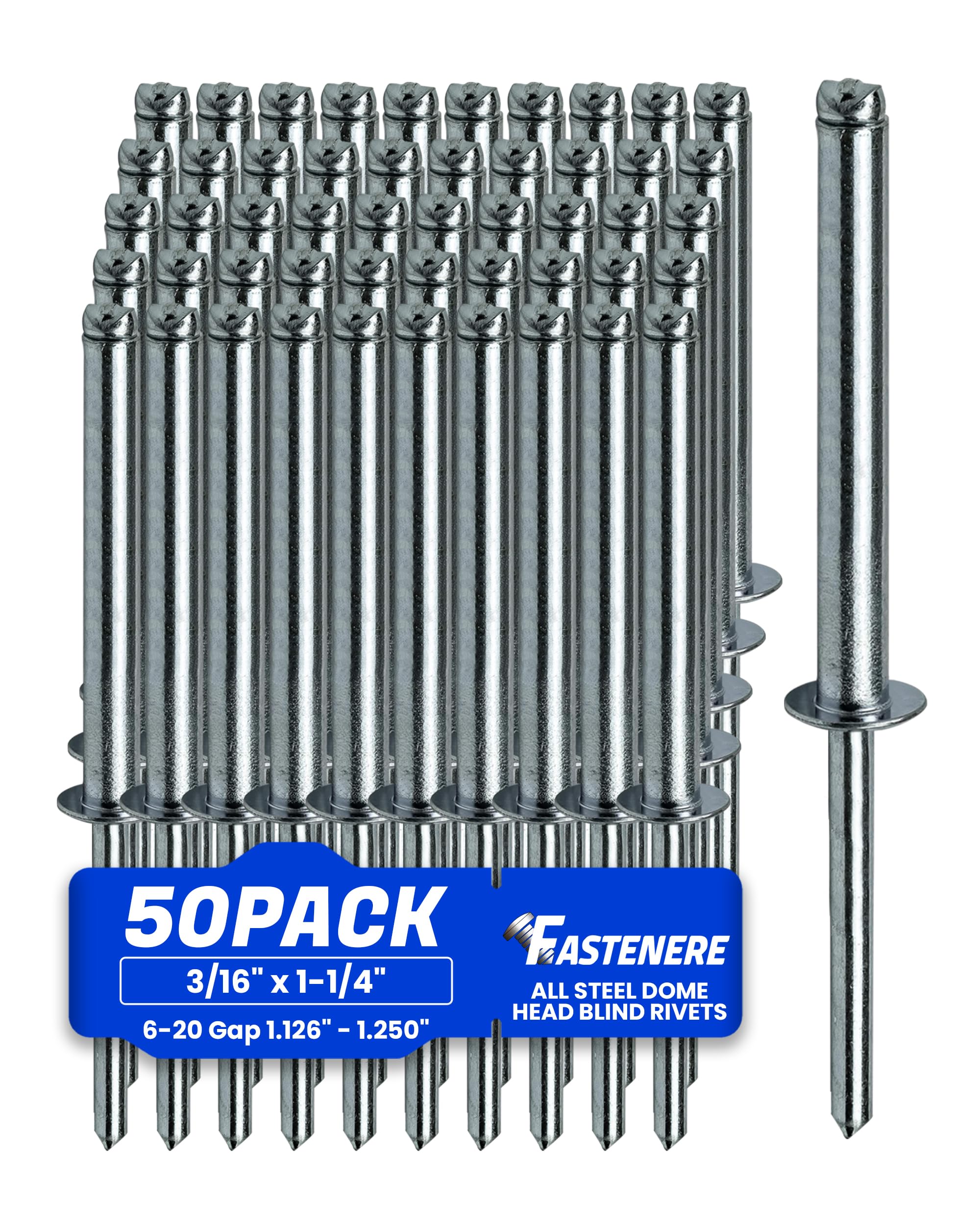 Aluminum Pop Rivets - 50pcs, Heavy Duty & Corrosion Resistant -1