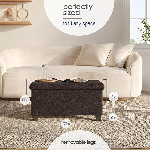 Miniatura 54 de Otomana plegable para dormitorio o sala de estar, con contenedores de almacenamiento, reposapiés para el extremo de la cama, soporta hasta 660 lb,