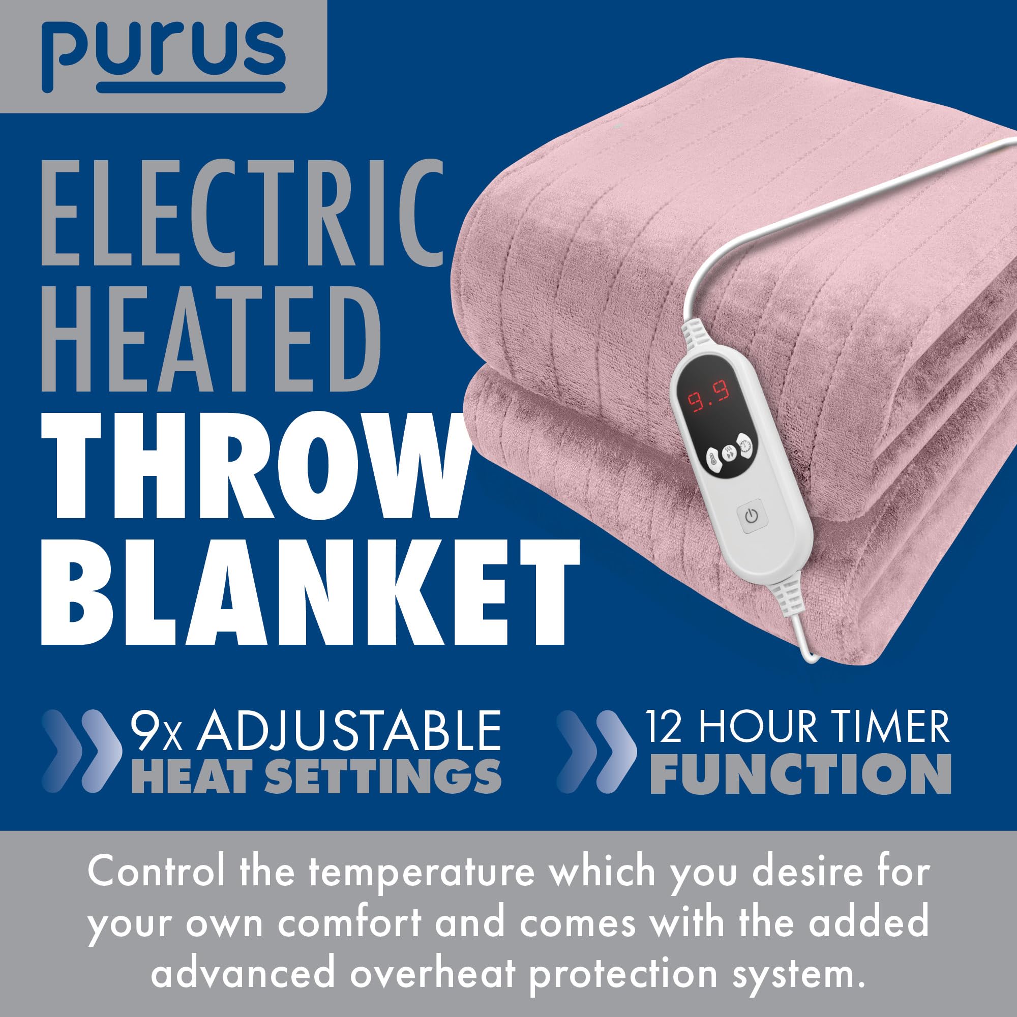 Purus Pink Heated Throw Electric Blanket - Image 2