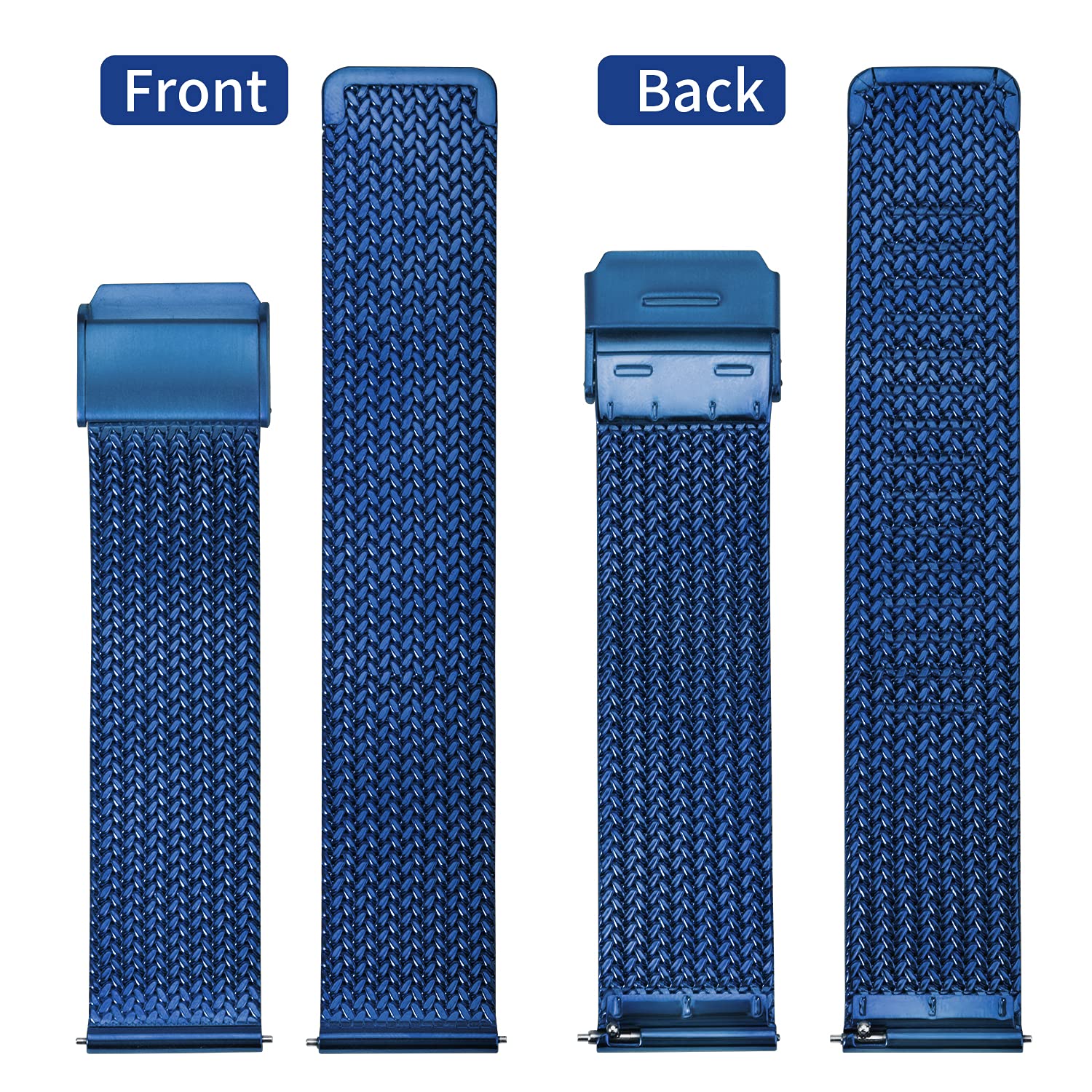 TStrap Mesh Uhrenarmband Metall 20mm - Schnellverschluss Ersatz Uhrenarmbänder für Herren Damen - Mailänder Smartwatch Armband aus Edelstahl Schwarz - 16mm 18mm 20mm 22mm