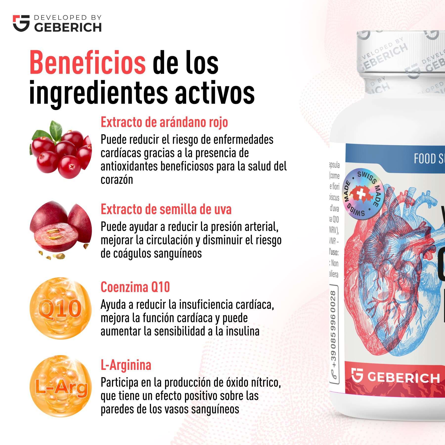 Vitacardin – Apoyo a la Salud Cardiovascular – Mantiene la Presión Arterial Normal – con Arándano Rojo, Coenzima Q10 – 40 Cápsulas – Complemento Alimenticio