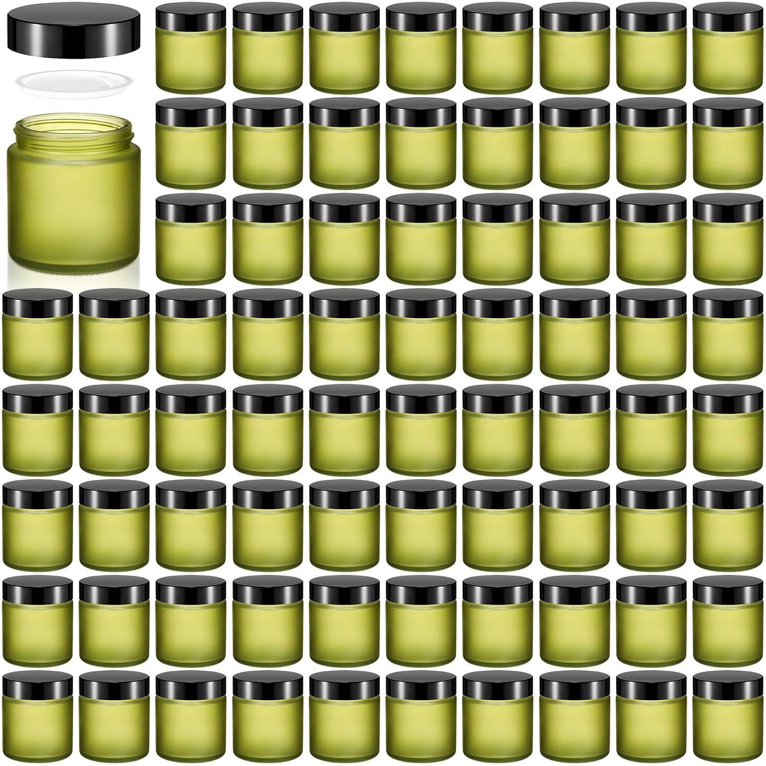Norme 96 Pcs 4 oz Glass Jars with Lids Leakproof Round Airtight Empty Cosmetic Jars with Inner Liners Lid for Storing Lotions Powder Ointments Candle Making Tins (Pea Green) 96 Pea Green