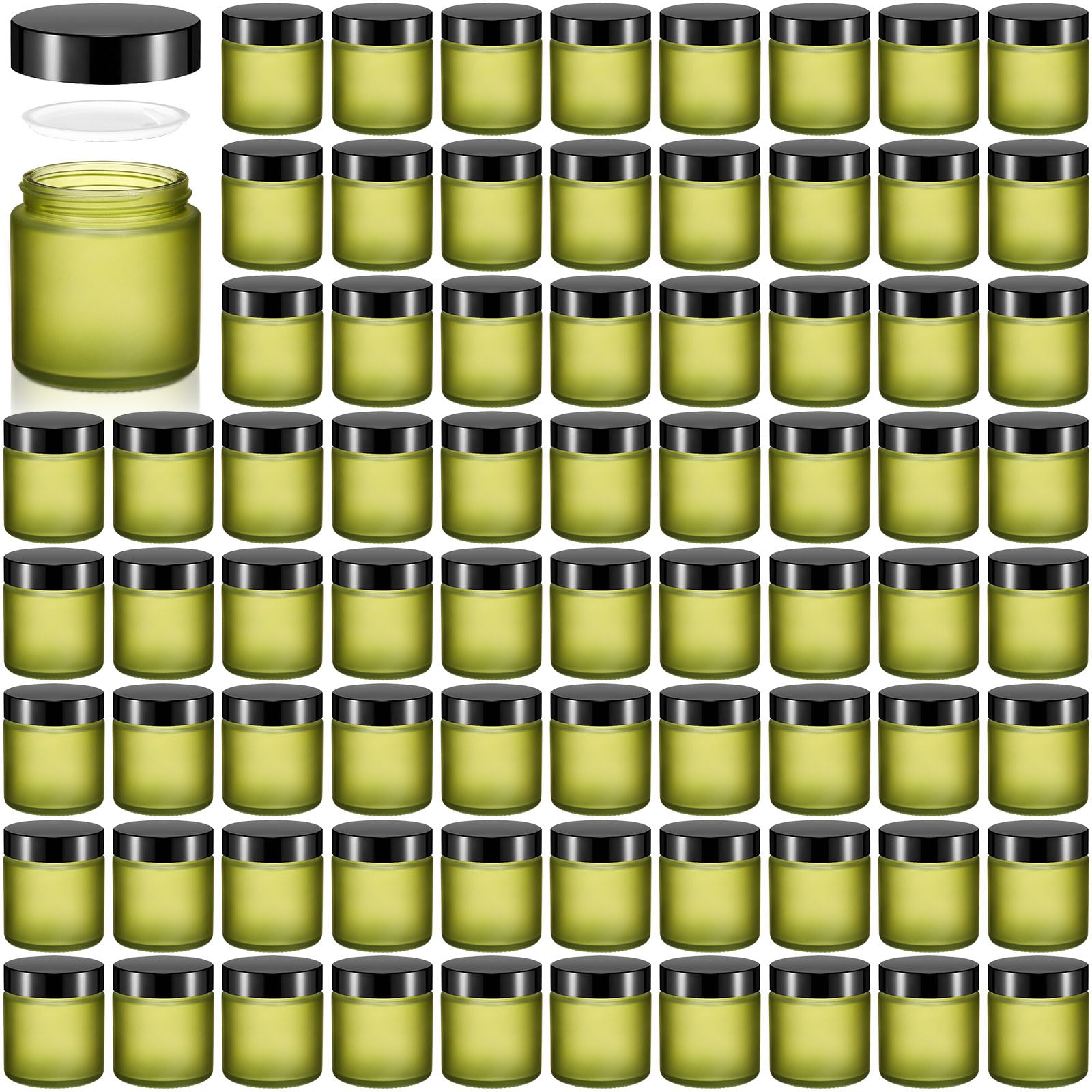 Norme 96 Pcs 4 oz Glass Jars with Lids Cosmetic Jars, Pea Green