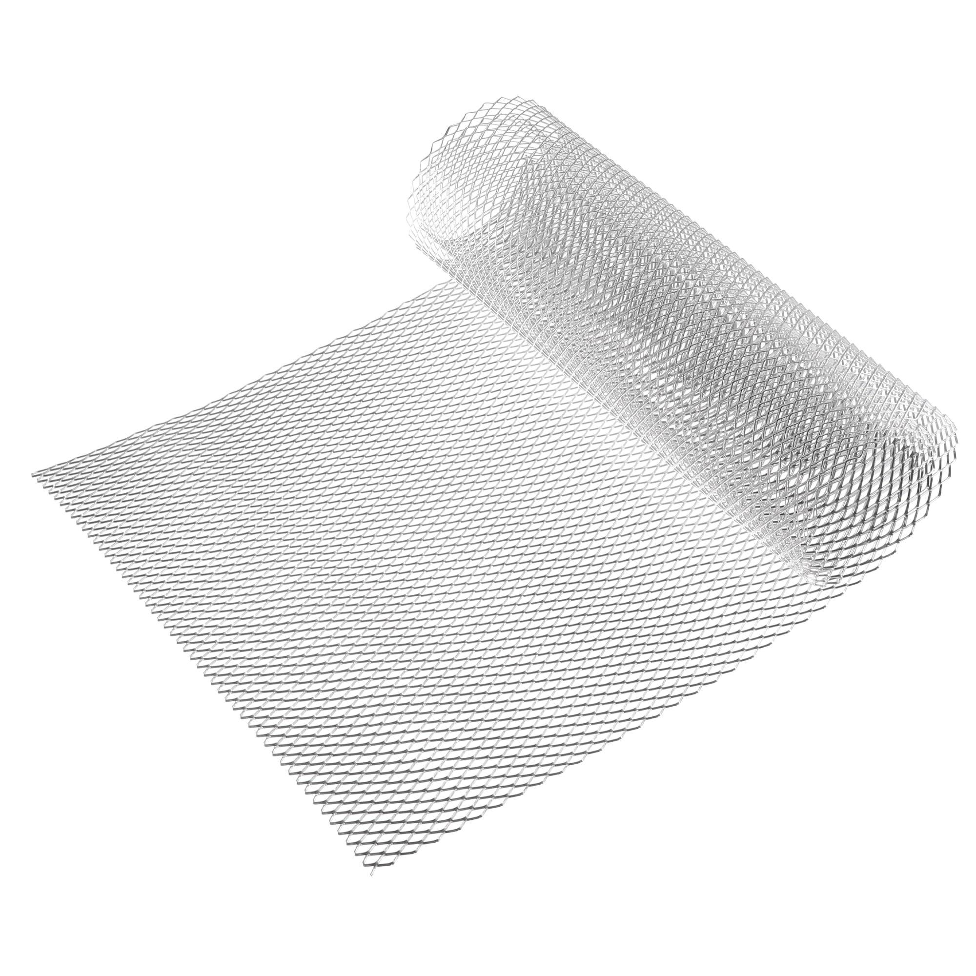 Car Grill Mesh, 40"x13" 12x6mm Rhombic Hole Car Pickup Truck Grille Mesh Sheet Air Intake Insert Universal for Car Multifunctional Aluminum Alloy Silver Tone