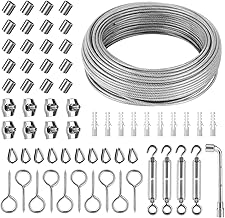 64 Pièces Cable Acier 3mm Cable Inox 3Mm 30M 304 Cable Acier Gainé Filin Acier avec Tendeur Cable Inox Tendeur Fil A Linge Serre Cable Acier Serre Cable Inox pour Cable Plante Grimpante Exterieur