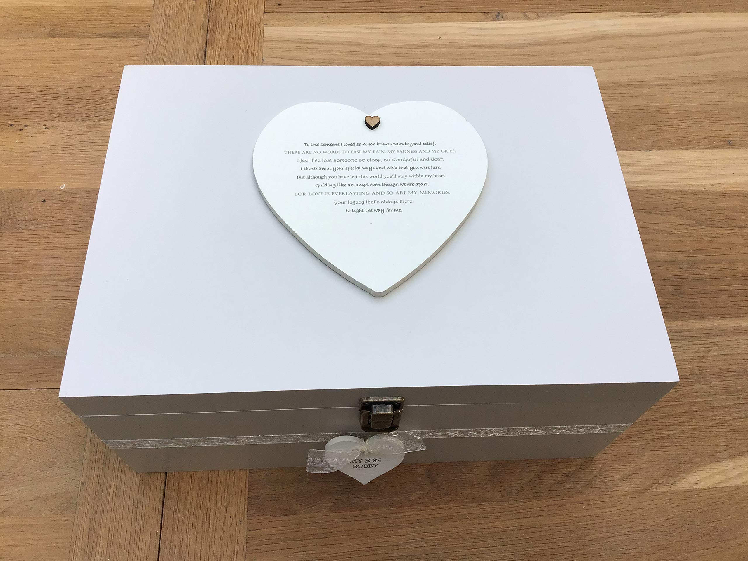 Caja de memoria con diseño de hijo de duelo personalizada, con recuerdo de pérdida de un niño muy grande o cualquier nombre o texto