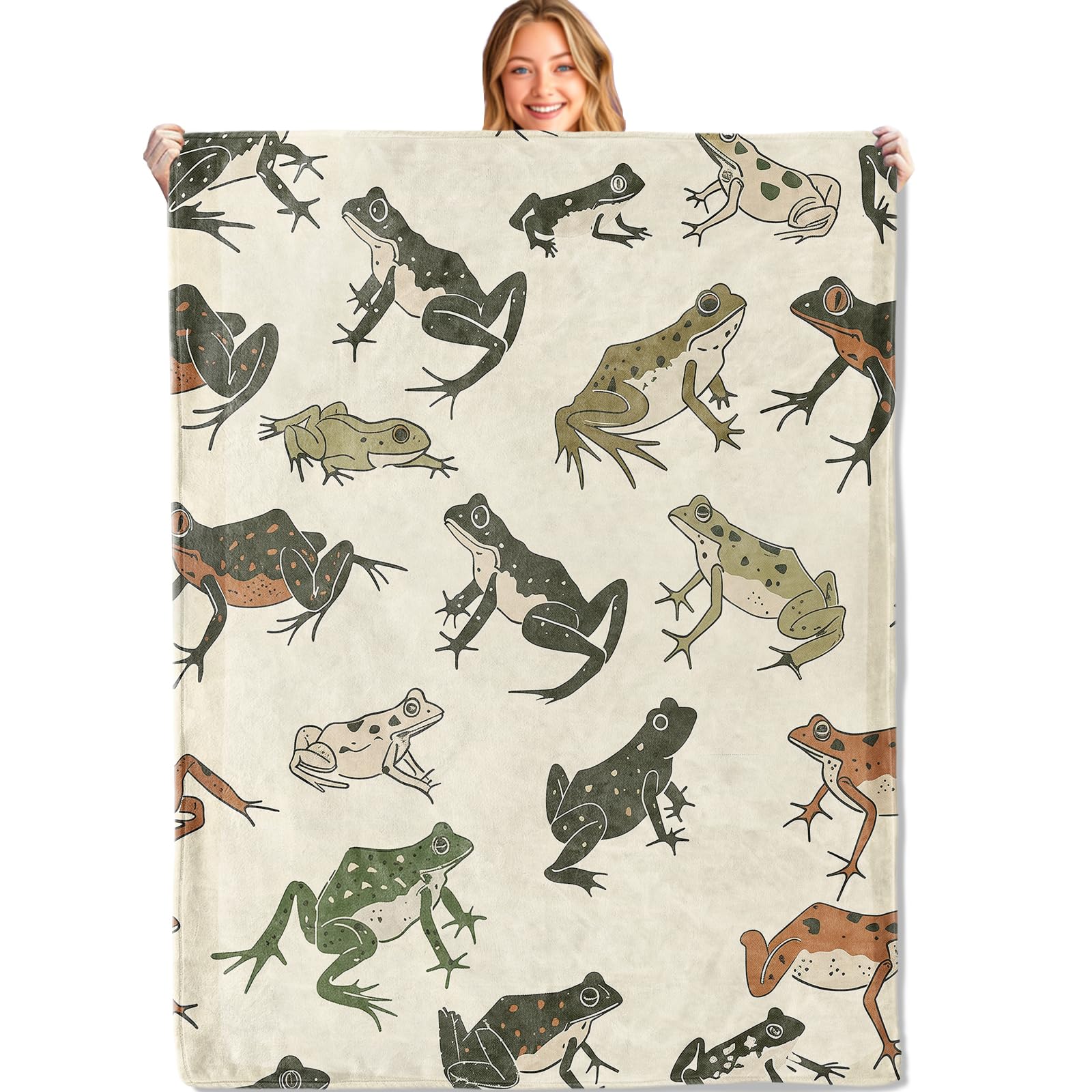 MIEPOS Cute Frog Throw Blanket,40x50in,Soft,Lightweight Flannel,Japanese Frogs Blankets - Gifts for Women & Animal Lovers,for Couch Office Travel,Home