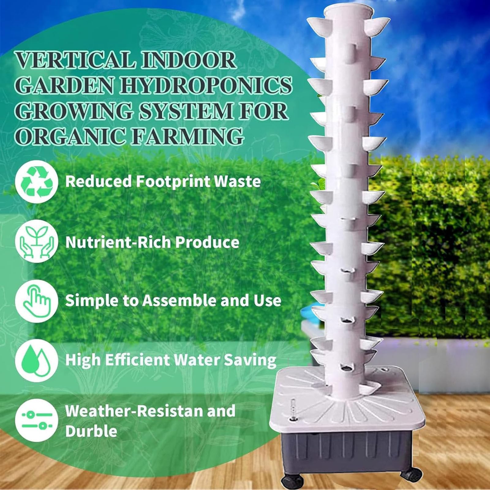 Kit de Cultivo hidropónico, Sistema de Cultivo hidropónico, Torre de Cultivo hidropónico Vertical (45 Agujeros) para el Sistema de jardinería Interior de su hogar