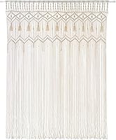 Mkono Handmade Macrame Boho Curtain 51x70 Ivory - Woven Wall Hanging for Windows Doors Weddings Bohemian Home Decor