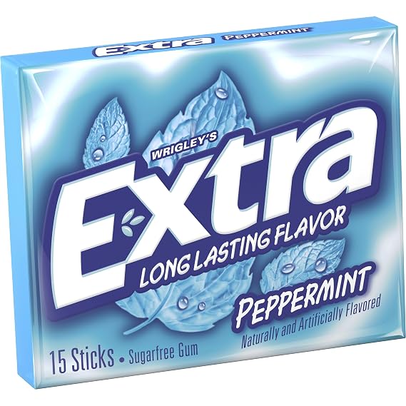 EXTRA Peppermint Sugar Free Gum Back To School Chewing Gum, 6 Pack Bulk Gum (45 Sticks Total)