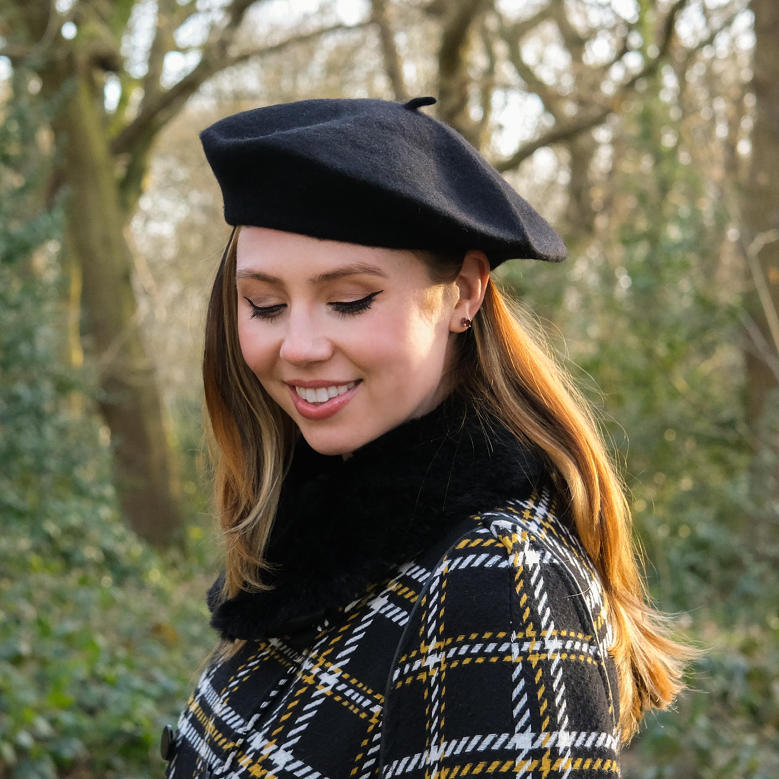 TRIXES Francuski beret kapelusz - fantazyjny kapelusz tematyczny - jeden rozmiar - damski beret gazeciarz czapka francuska czapka wełniana klasyczna jesień wiosna zima kapelusze - vintage francuski