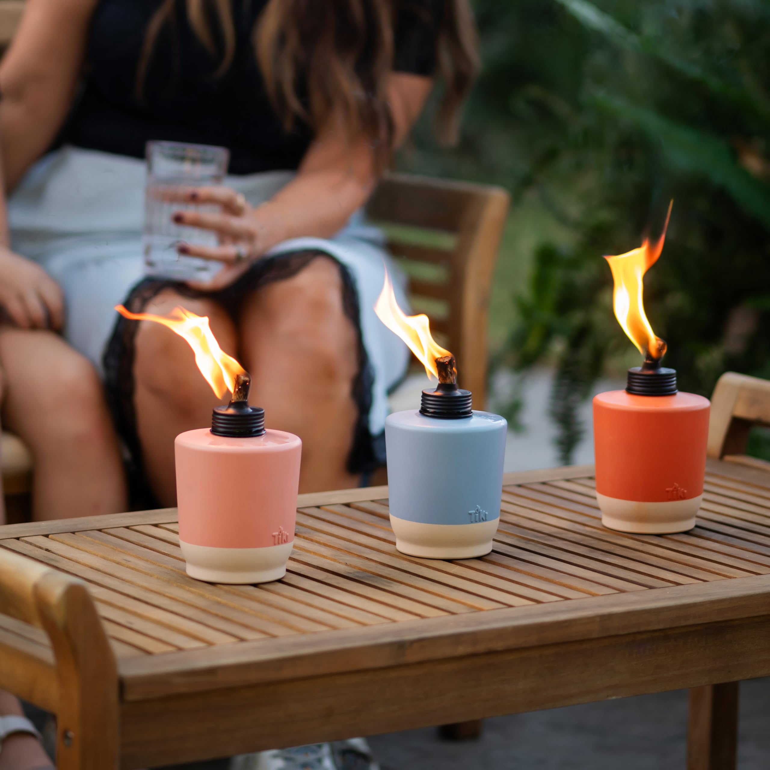 TIKI Amber Horizon Tischfackeln - 2 Stück, 16,5 Cm, Verstellbare Flamme | Outdoor-Deko Für Terrasse & Garten