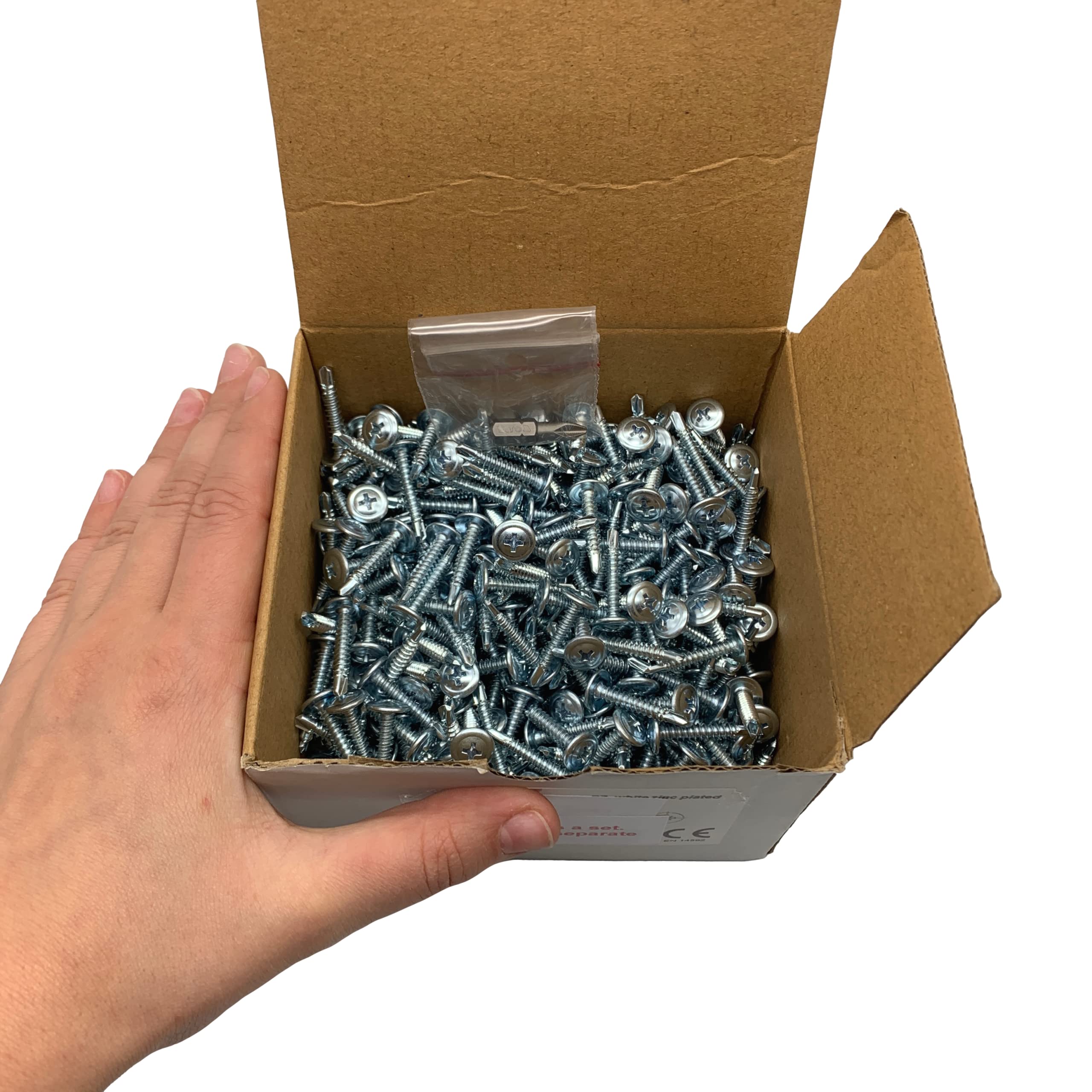 Paquete de 500 tornillos de acero chapado en zinc de 4,2 x 25 mm, cabeza de armadura modificada Phillips, tornillo de chapa autoperforante, autorroscante (500, 4,2 x 25 mm)