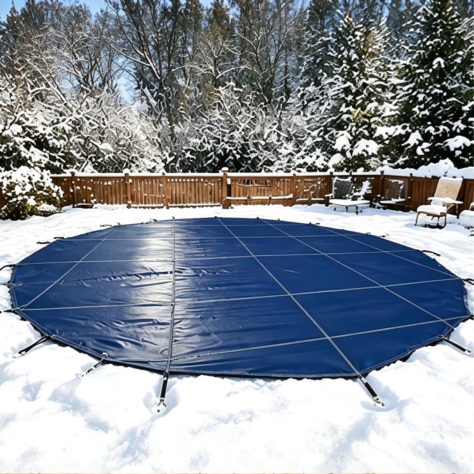 LZMZMQ Coperture Invernali per Piscine Interrate, Teli Rotondi per Piscine