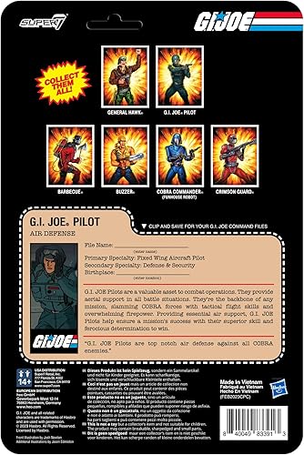 Miniatura 4 de Super7 G.I. Joe G.I. Joe Pilot - Figura de acción G.I. Joe de 3.75 pulgadas con accesorio, coleccionables clásicos de dibujos animados y juguetes