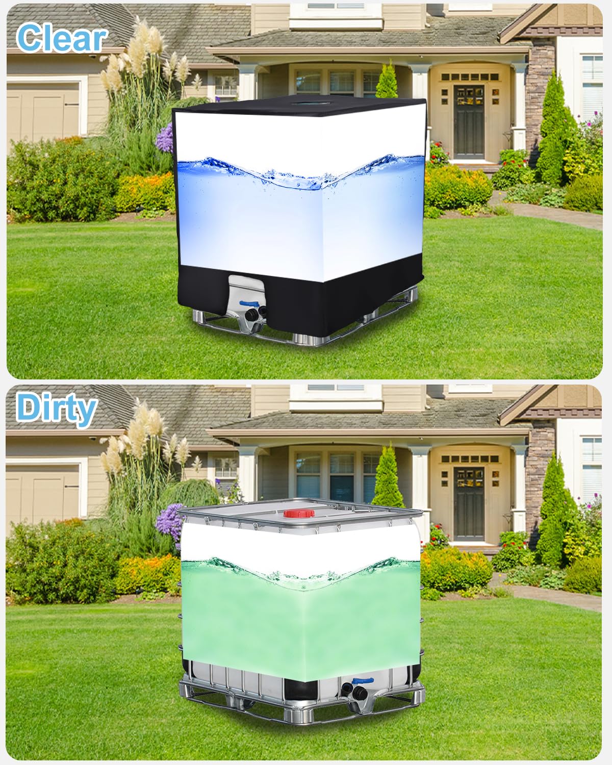Bâche Protection Cuve IBC 1000L Jissta - Anti-UV Anti-Poussière 116x100x120cm